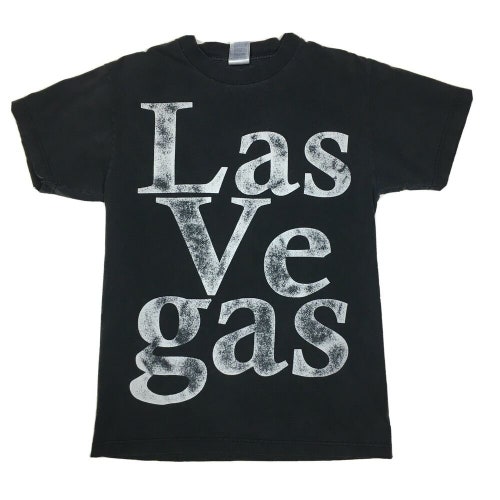 Vintage 90s Las Vegas Big Spell Out Logo T-Shirt Black/White (Small)