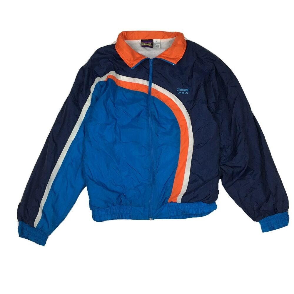 Vintage 90s Spalding Pro Zip Up Nylon Windbreaker Jacket Orange