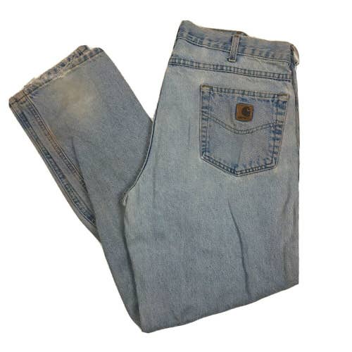 Carhartt Denim Work Jeans Heavily Distressed Relaxed Fit Men's 34 x 33