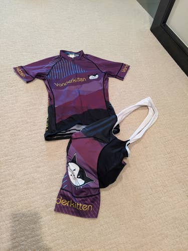 Women's Size XS Purple Vanderkitten Cycling Kit (Jersey and Bibs)