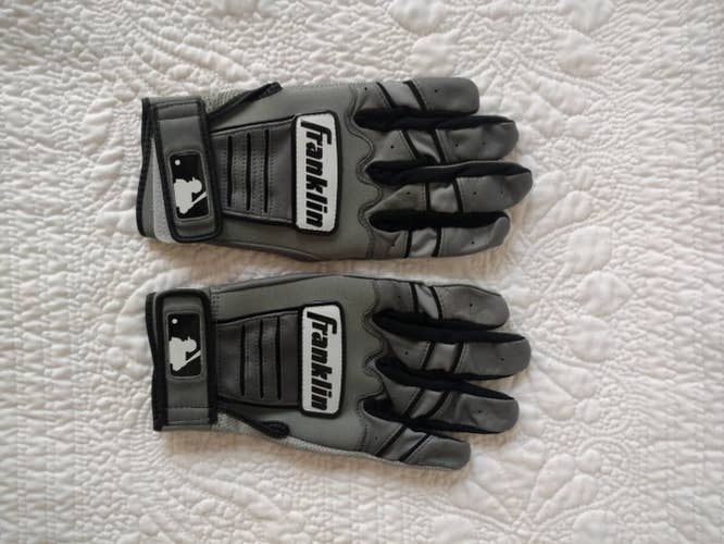 New Adult Large Franklin Pro Series Batting Gloves Gray With Black