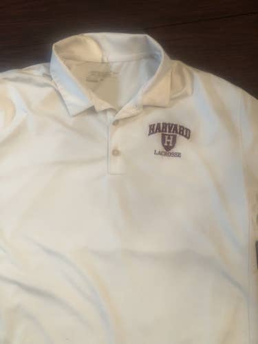 White Used Large Nike Shirt. Harvard Lacrosse