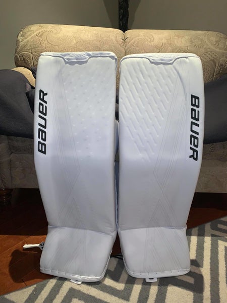 White New Senior 35" Bauer Ultrasonic Goalie Leg Pads