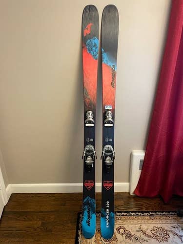 Used Men's 2021 Nordica Powder enforcer 100 Skis With Bindings Max Din 15