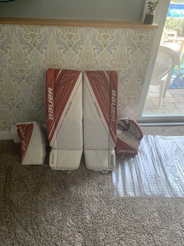 Red Used 35" Bauer Goalie Leg Pads