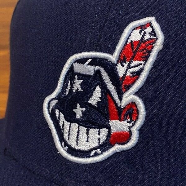 Cleveland Indians Hat Baseball Cap Fitted 7 3/4 New Era Flag USA