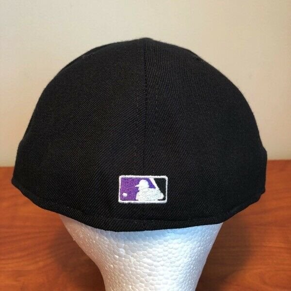 Colorado Rockies Hat Baseball Cap Fitted 7 3/8 New Era Black Vintage 90s Shiny