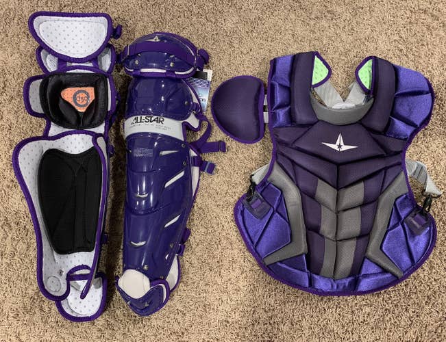 All-Star System 7 Adult Chest Protector and Leg Guards - Purple