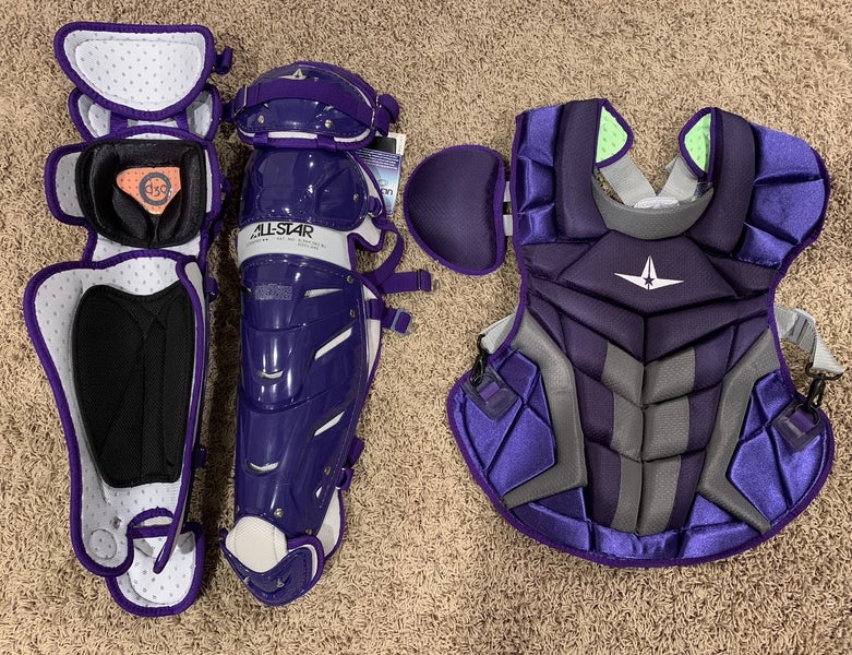 All-Star System 7 Adult Chest Protector and Leg Guards - Purple