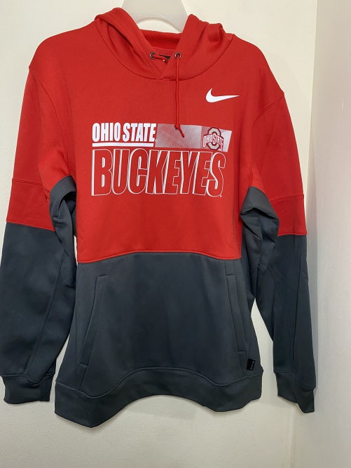 Nike Dri-Fit On Field Ohio State Buckeyes Hoodie Sweater Jacket Red Men's Size Large