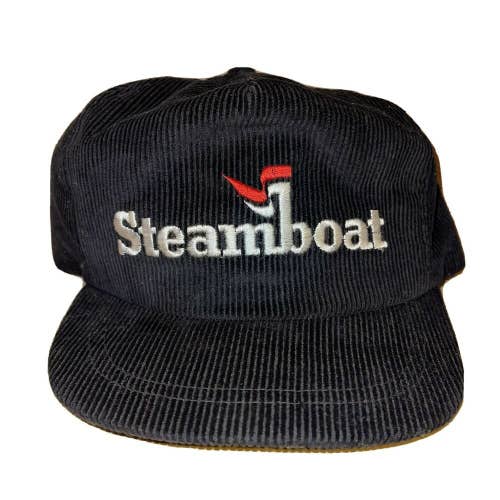 Vintage Steamboat Colorado Ski Corduroy Baseball Adjustable Hat Cap Black Red