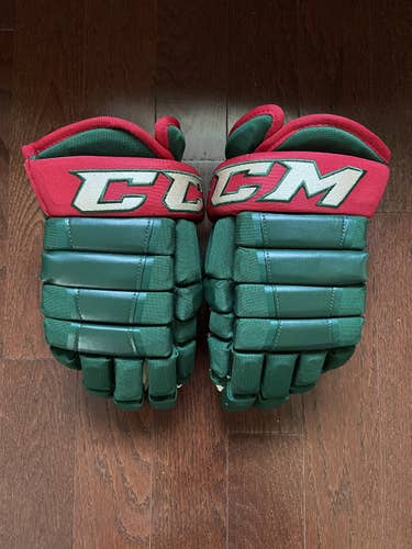 Green Senior CCM 14" Pro Stock HG97 Gloves Minnesota Wild