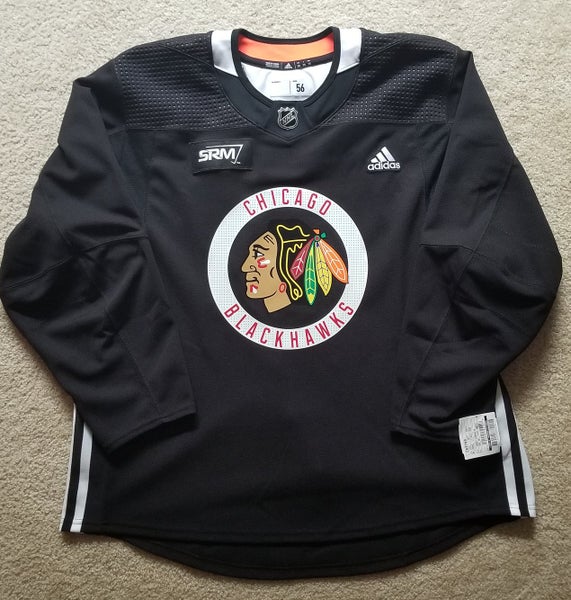 Chicago Blackhawks MIC Adidas Practice / Warm-Up Jersey Size 56 Pro Stock Hockey SRM Patch