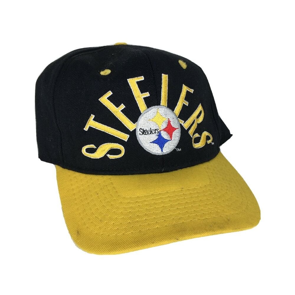 Pittsburgh STEELERS Trucker Hat Team Apparel Yellow Plaid Check Cap  Strapback