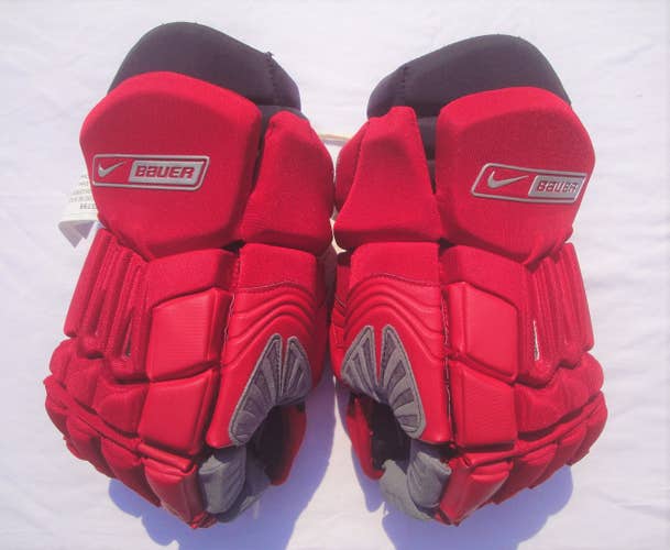 NIKE BAUER SUPREME ONE90 GLOVES 14" NEW WITH TAGS RED GRAY BLACK VINTAGE