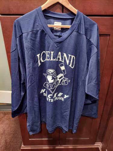 Very Gently Used Navy Blue Iceland Hockey Adult XL Practice Jersey