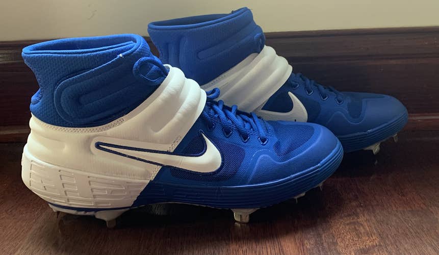 Nike Alpha Huarache Elite Mid Cleat Blue Used Adult Men's Size 10 (Women's 11) Metal Nike High Top