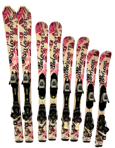 Salomon Jade Jr Skis 110 cm Tuned&Waxed With Ajustable TZ5 Bindings Kids Girls Set