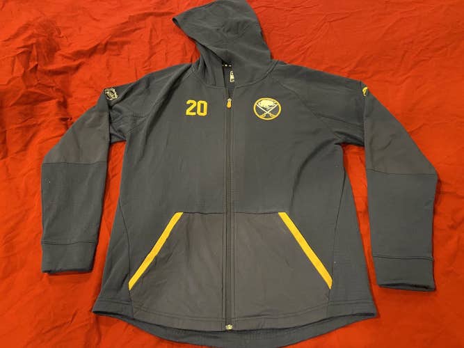 NHL Buffalo Sabres #20 Team Issued Authentic Pro Fanatics Large Full Zip Hoodie Sweatshirt
