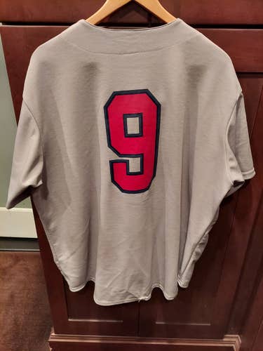Gray with Navy/Red #9 Adult Used XL Majestic Baseball/Softball Jersey