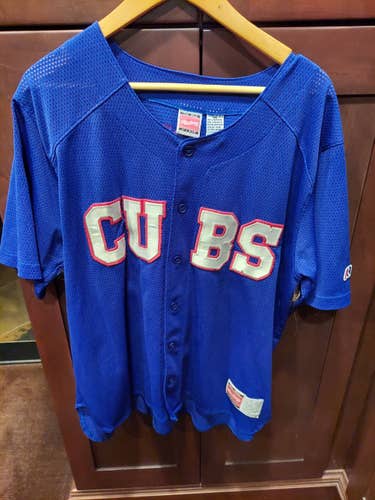 REDUCED — Blue with Red/White #24 Adult Mesh Cubs Used XL Rawlings Baseball/Softball Jersey