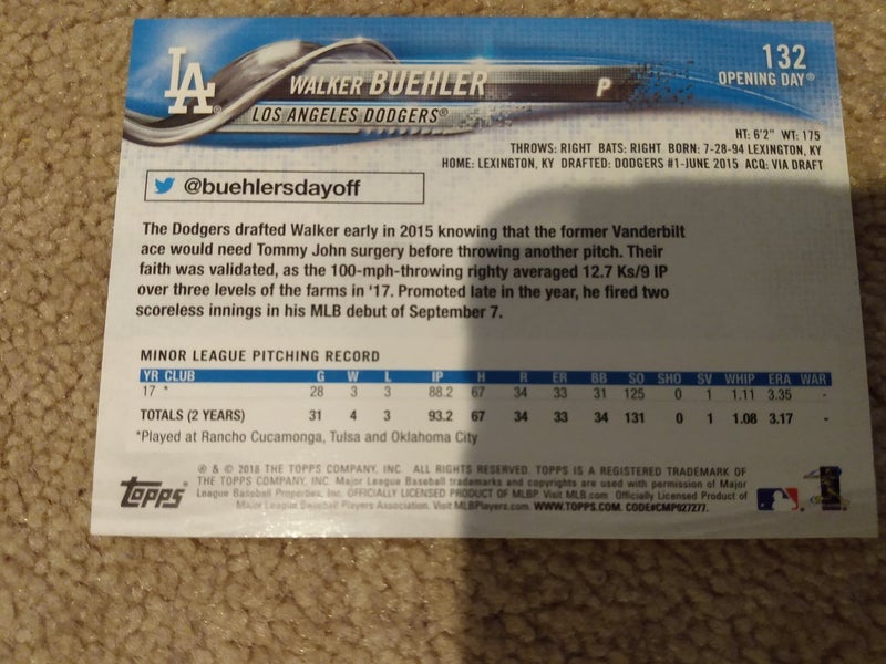 Topps Walker Buehler Rookie Card