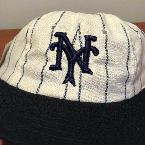 New York Giants Hat Baseball Cap Fitted 7 1/2 Roman Vintage Leather  Pinstripe