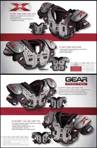 Gear Pro-Tec X2 Air Shoulder Pads X-27F RB LB DB TE - Medium