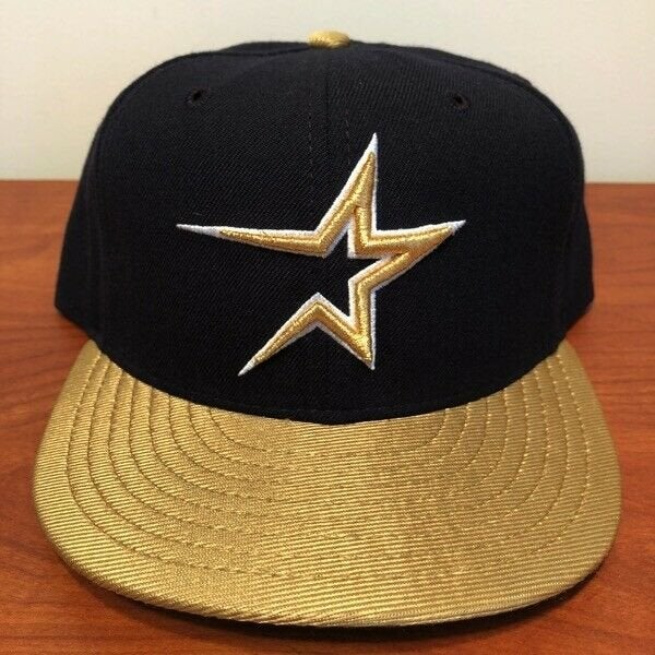 Houston Astros Hat Baseball Cap Fitted 7 5/8 New Era Vintage Shiny MLB Retro USA
