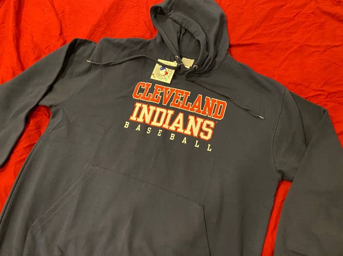 MLB Cleveland Indians Baseball Blue Hoodie Sweatshirt * NEW NWT