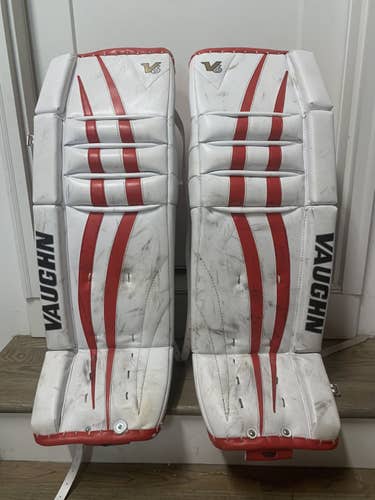 White Senior 34" Vaughn  Velocity V6 Goalie Leg Pads