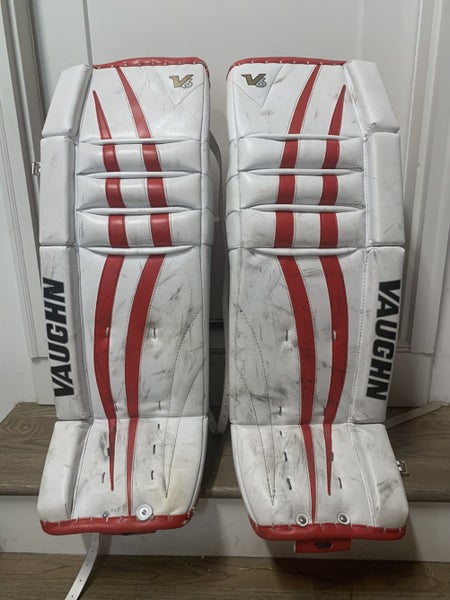 White Senior 34" Vaughn Velocity V6 Goalie Leg Pads