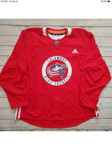 Adidas Columbus Blue Jackets Authentic Practice Jersey Red CR4002 Men's Size 58