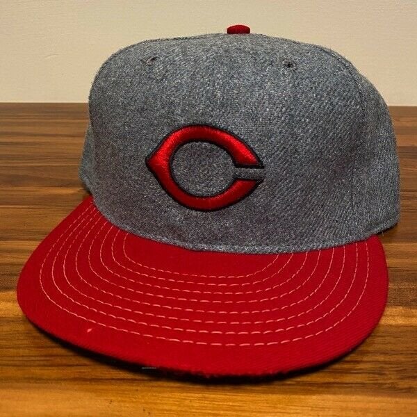 Cincinnati Reds Hat Baseball Cap Fitted 7 1/2 Annco Vintage Gray