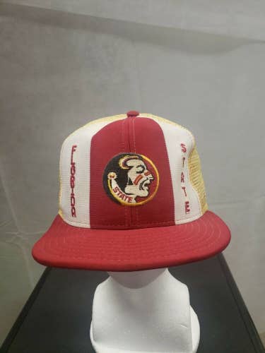 Vintage Florida State Seminole Lucky Stripe L AJD Snapback Hat NCAA