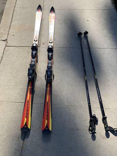 K2 Downhill Skis with marker bindings 81 snd Rossi poles