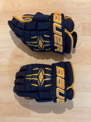 Blue Used Senior Bauer Nexus 800 Gloves 15" / 38cm - Blue with Gold