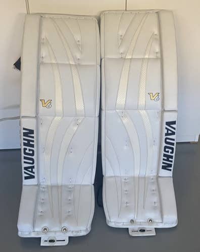 White Senior 32 + 2" Vaughn  Velocity V6 Goalie Leg Pads