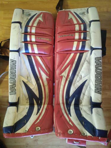 White Used Senior 34" Vaughn Velocity V4 Goalie Leg Pads