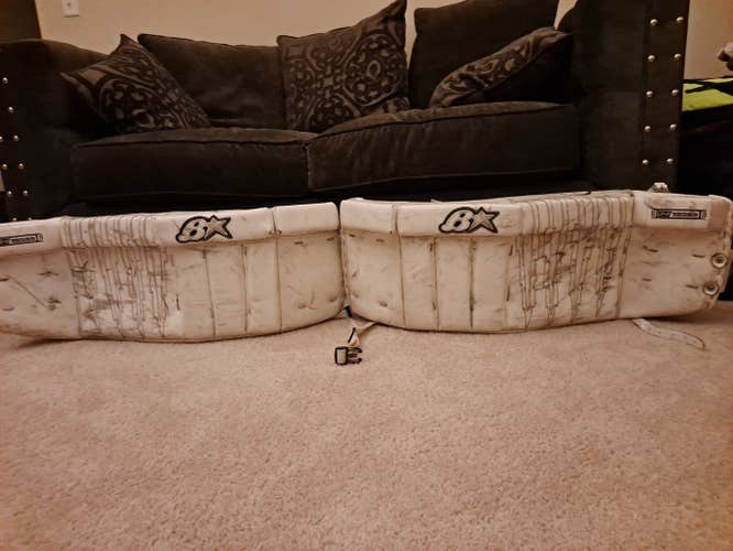 White Used Senior 34" Brian's H Series Goalie Leg Pads