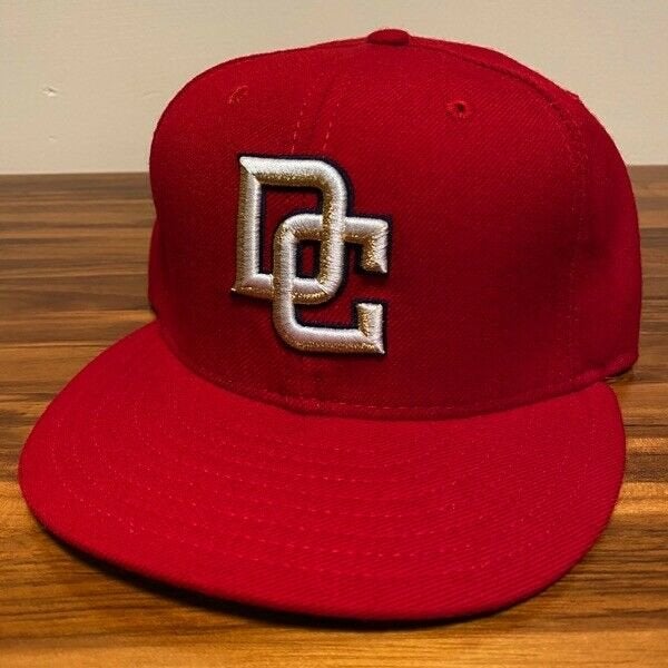 Washington Nationals Hat Baseball Cap Fitted 7 3/8 New Era Vintage Red MLB Teyro