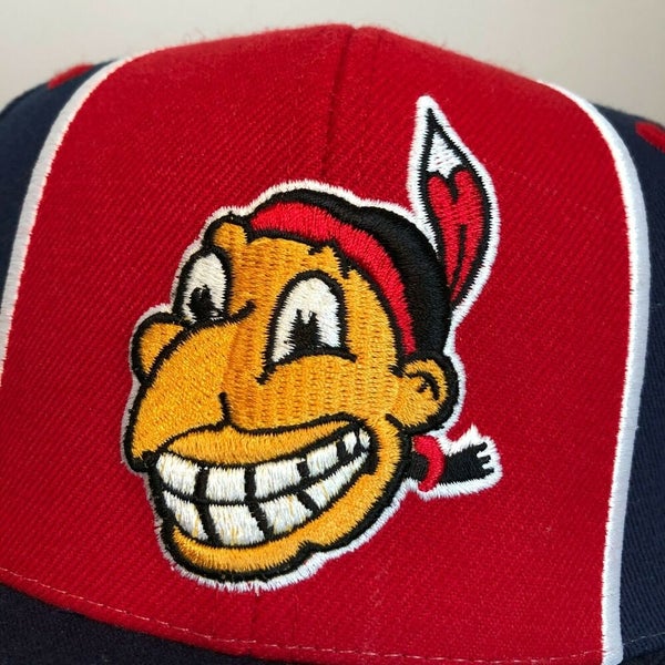 Cleveland Indians Hat Baseball Cap Fitted 7 3/8 Mitchell & Ness Wahoo Red  MLB