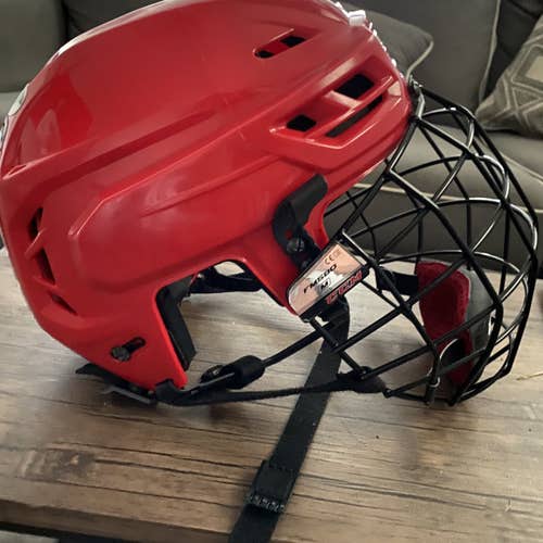 Red Used Medium CCM Tacks 710 Pro Stock Helmet