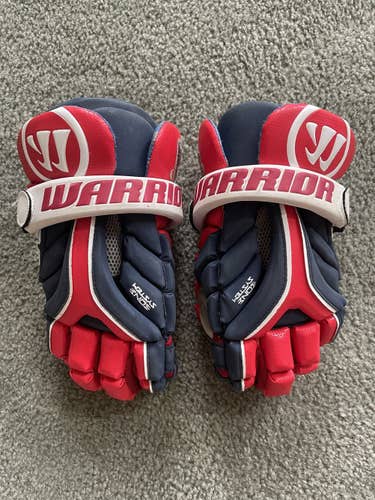 Blue Used Player's Warrior Evo Lacrosse Gloves 13"
