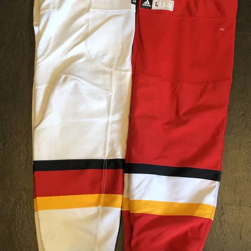 Adidias PRO STOCK Calgary Flames Home/Away Socks LARGE (2 Pairs)