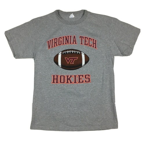 Vintage Virginia Tech Hokies Football Gray T-Shirt by Soffee (Medium)