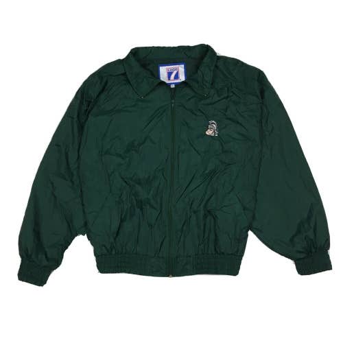 Vintage Michigan State University Spartans Gruff Sparty Windbreaker Jacket (XL)