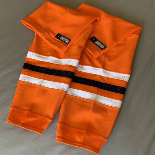 New Made In Canada CCM Edge 4.0 Pro Stock Socks - Edmonton Oilers Home Large