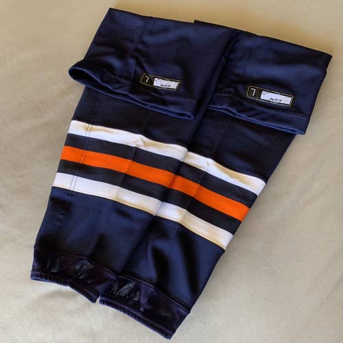 New Made In Canada CCM Edge 4.0 Pro Stock Socks - Edmonton Oilers Navy Large