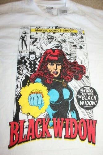 MARVEL BLACK WIDOW T-SHIRT TEE SPIDERMAN RETRO LOGO VINTAGE CLASSIC XL XLG WHITE BRAND NEW HULK RARE